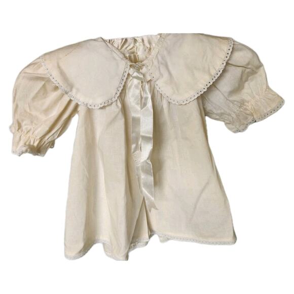 Vtg Baby Christening Dress & Bonnet Baptism Lace Trim Puritan Collar Handmade - Picture 5 of 13